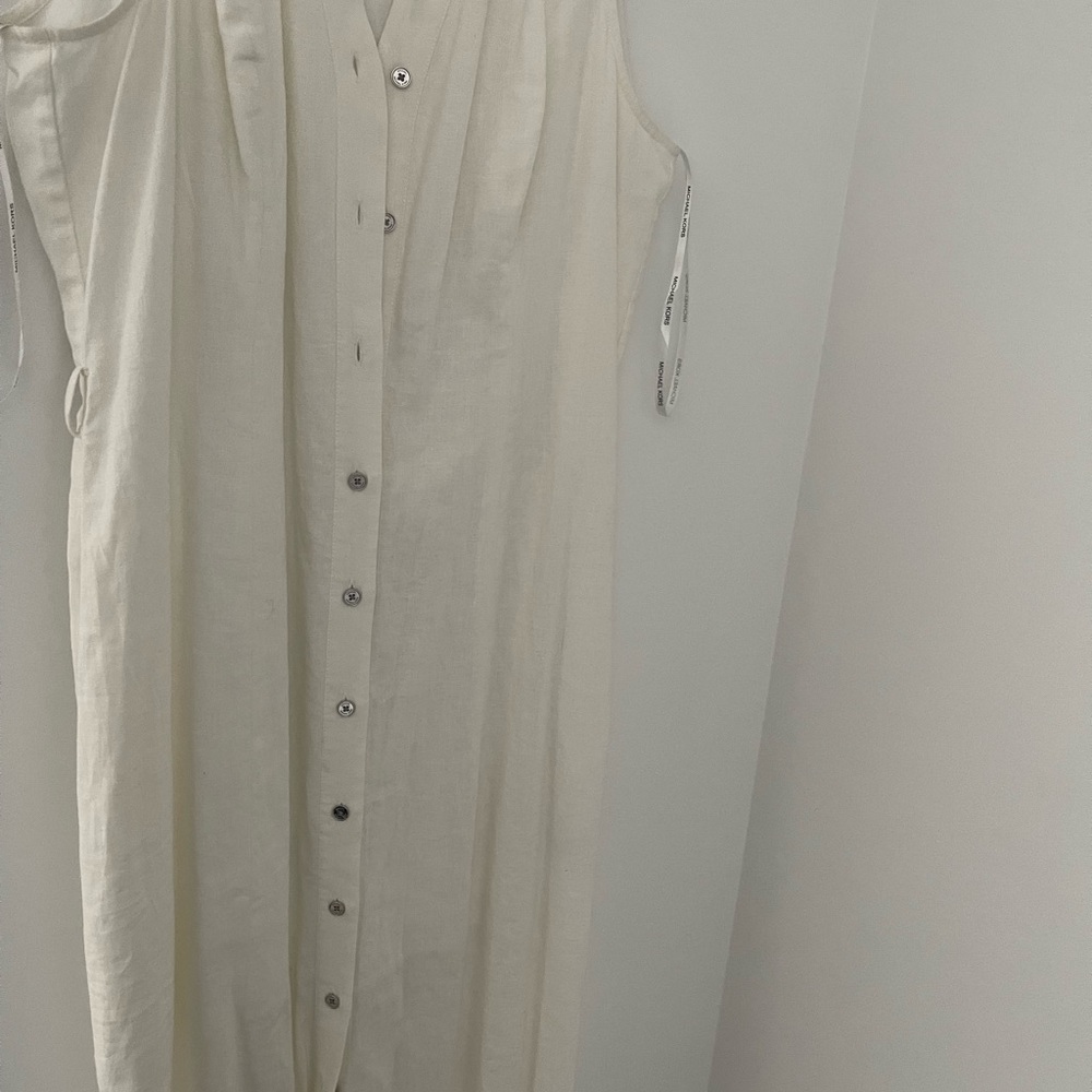Sleeveless Button-Front Cream Maxi Dress Michael Kors NWT